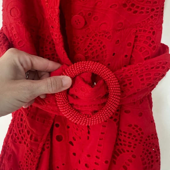 FARM Rio Vibrant Red Eyelet romper - Picture 4 of 7